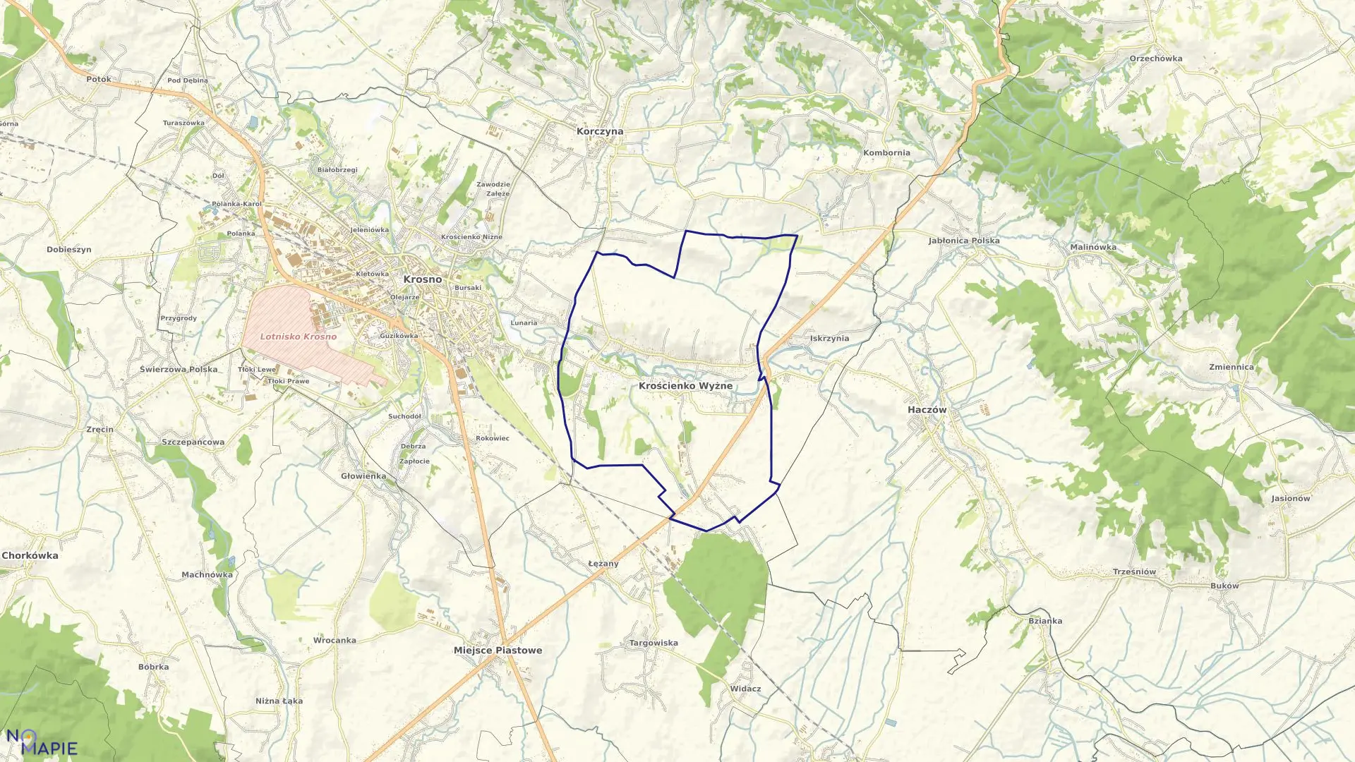 Mapa obrębu Krościenko Wyżne w gminie Krościenko Wyżne